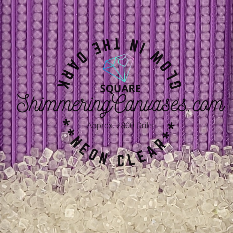 Square Neon Glow in the Dark Drills Clear