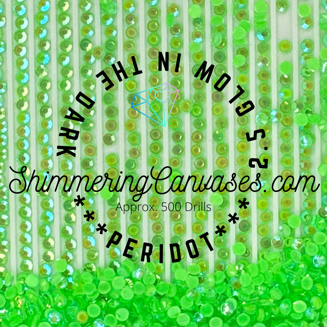2.5mm Glow in the Dark AB Shimmer Stone Dark Peridot (Square)