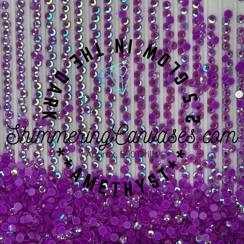 2.5mm Glow in the Dark AB Shimmer Stone Amethyst (Square)