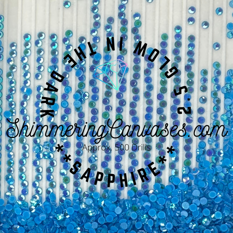 2.5mm Glow in the Dark AB Shimmer Stone Sapphire (Square)