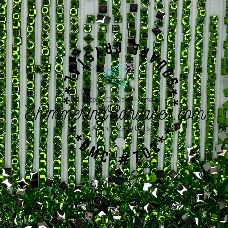 Square Crystal DMC #702, Kelly Green