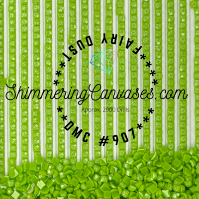 Square Fairy Dust Drill DMC #907 Parrot Green, Light