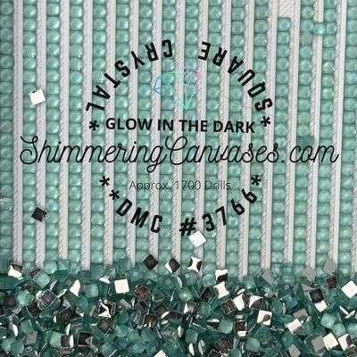 Square Crystal Glow in the Dark DMC #3766 Peacock Blue, Light