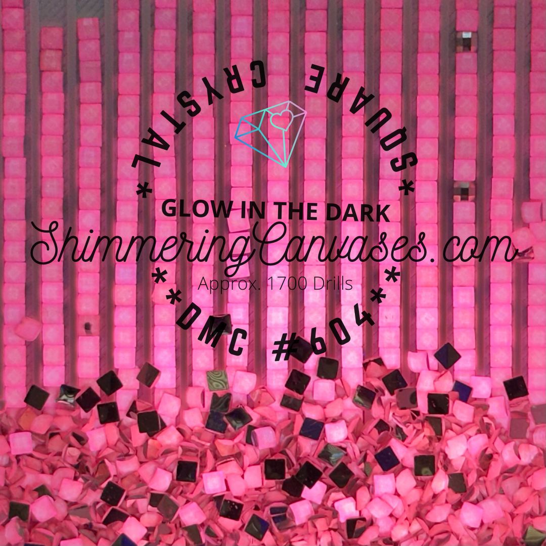 Square Crystal Glow in the Dark DMC #604 Cranberry, Light
