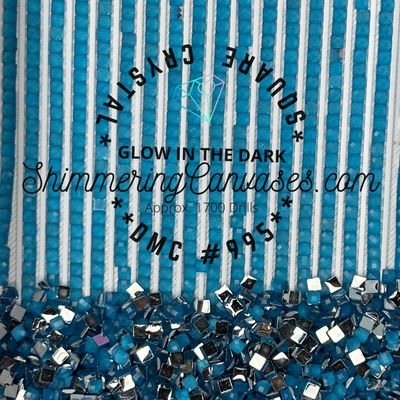 Square Crystal Glow in the Dark DMC #995 Electric Blue, Dark