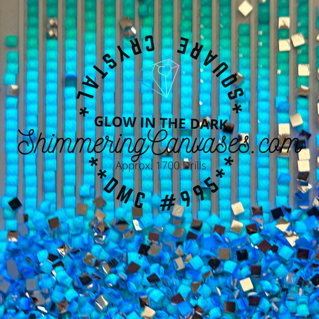 Square Crystal Glow in the Dark DMC #995 Electric Blue, Dark