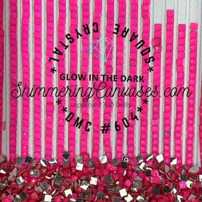 Square Crystal Glow in the Dark DMC #604 Cranberry, Light