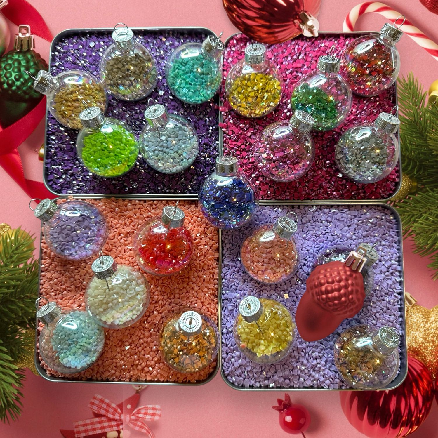 Square Fairy Dust And Metallic Drill Christmas Ornament Gift Set