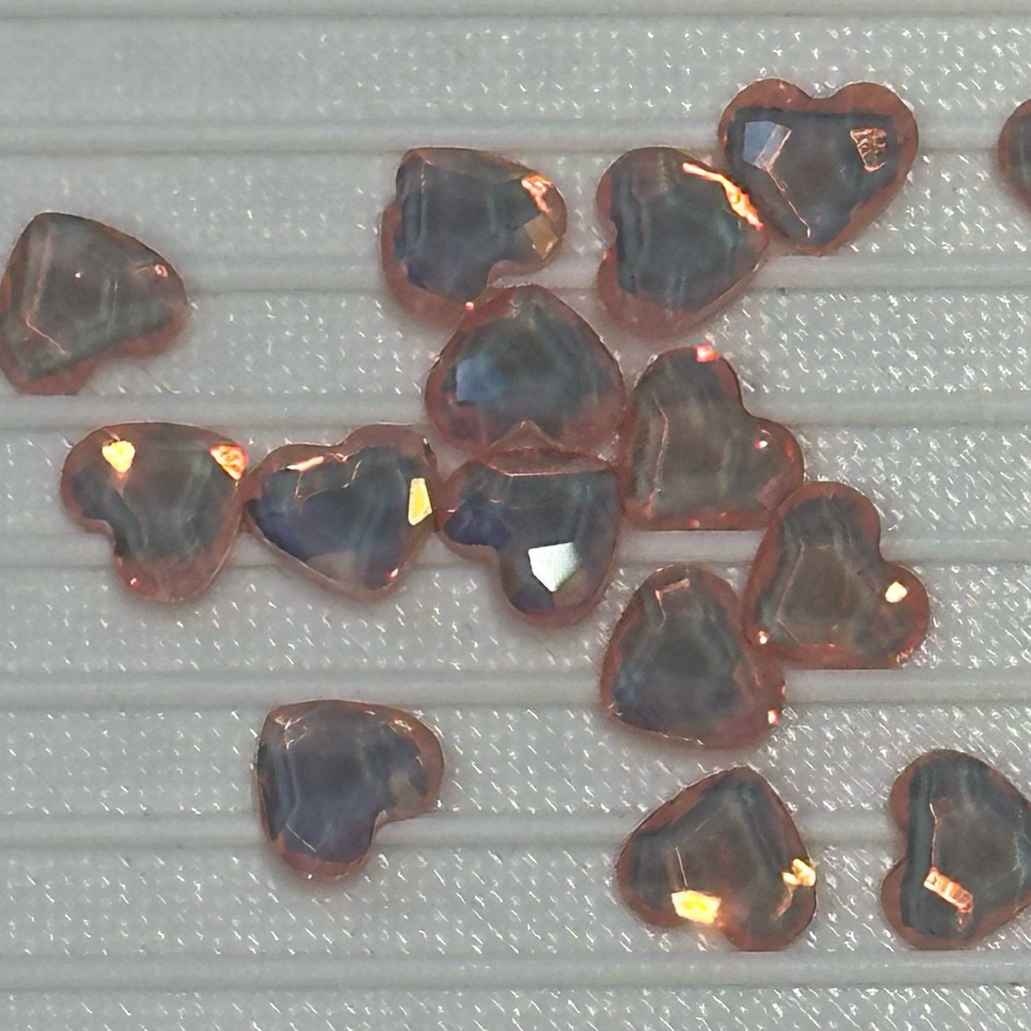 5MM Shimmer Stones Hearts Peach
