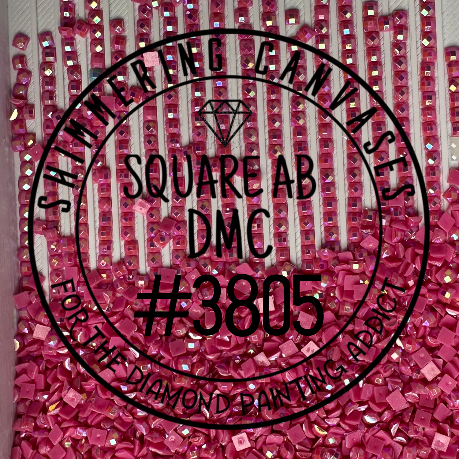 Square AB Drills DMC #3805 Cyclamen Pink