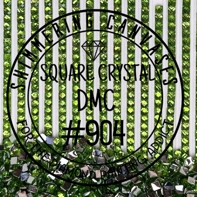 Square Crystal DMC #904 Parrot Green, Very Dark