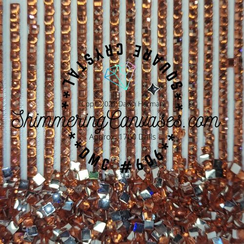 Square Crystal DMC #606 Burnt Orange-Red