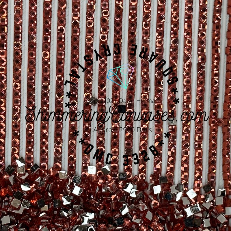 Square Crystal DMC #3328 Salmon, Dark