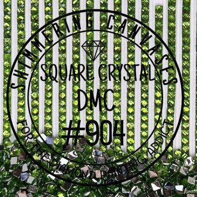 Square Crystal DMC #904 Parrot Green, Very Dark