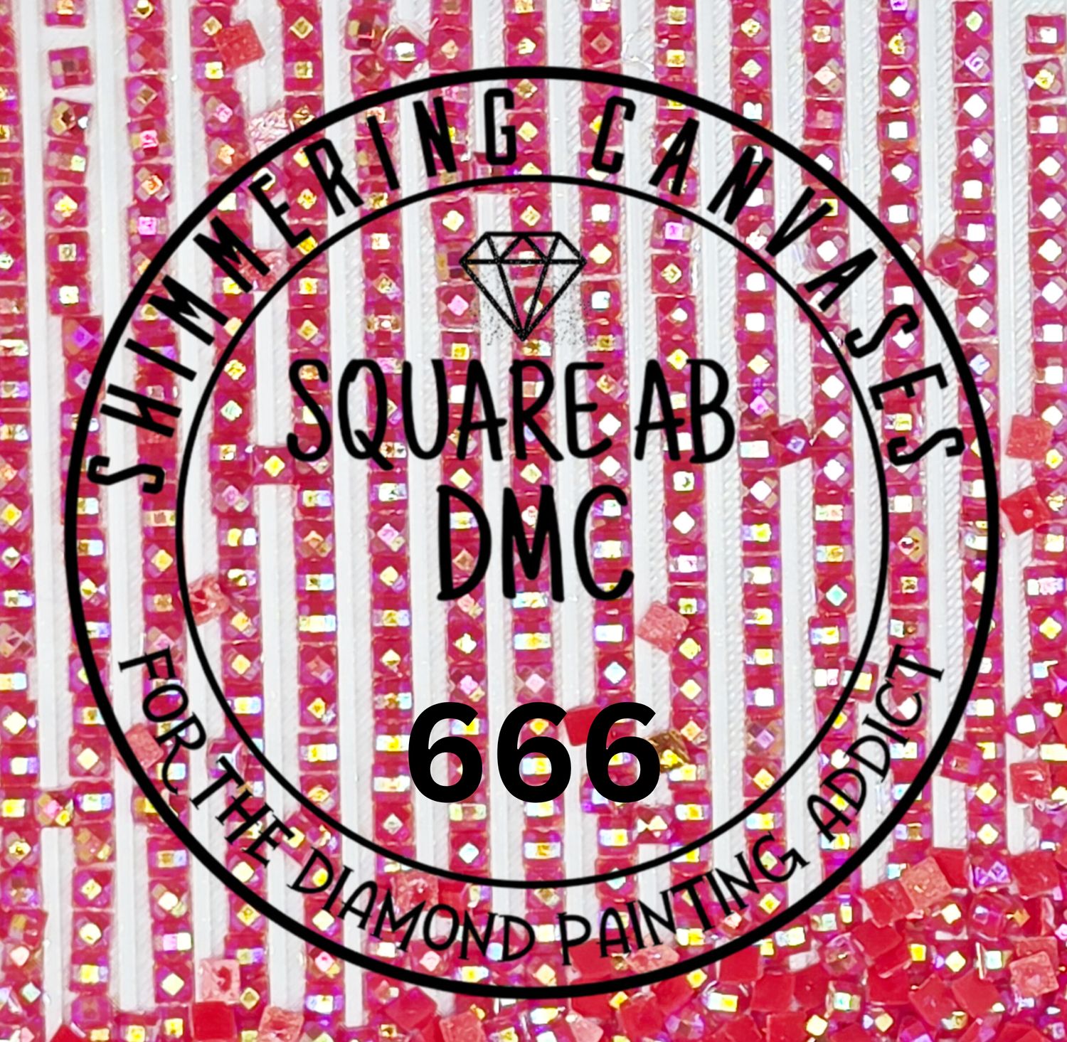 Square AB Drills DMC #666- Christmas Red, light