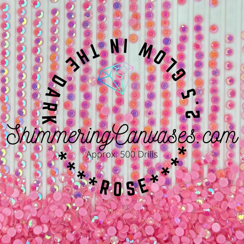 2.5mm Glow in the Dark AB Shimmer Stone Rose (Square)