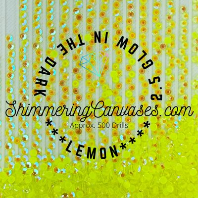 2.5mm Glow in the Dark AB Shimmer Stone Dark Lemon (Square)