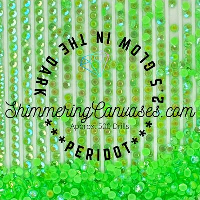 2.5mm Glow in the Dark AB Shimmer Stone Dark Peridot (Square)