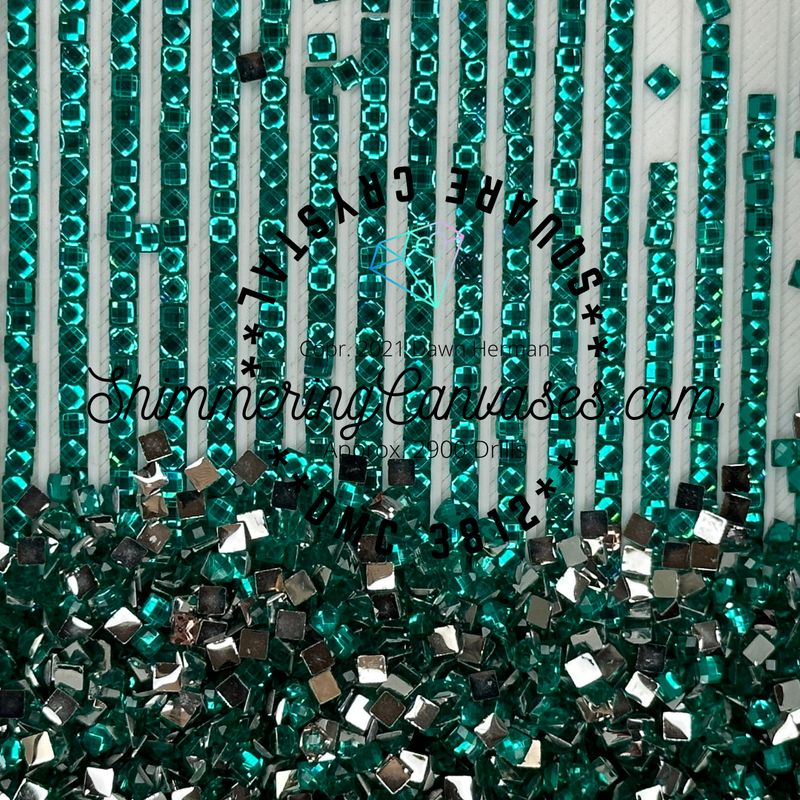 Square Crystal DMC #3812 Sea Green, Very Dark