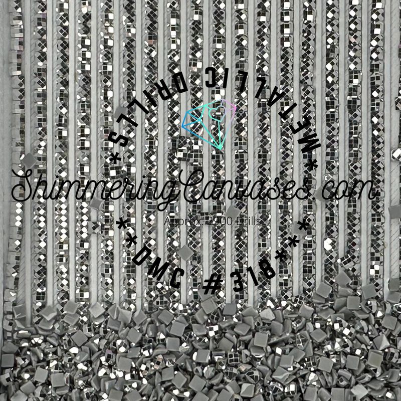 Square Metallic Drill DMC #318 Steel Grey, Light