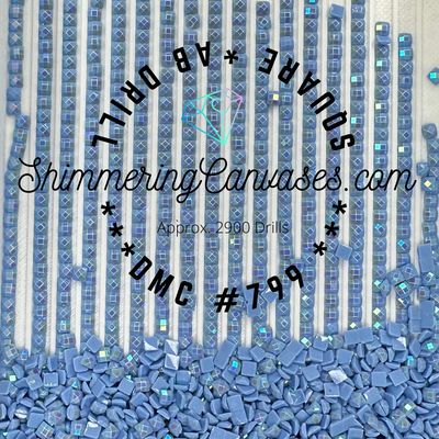 Square AB Drills DMC #799 Delft Blue, Medium