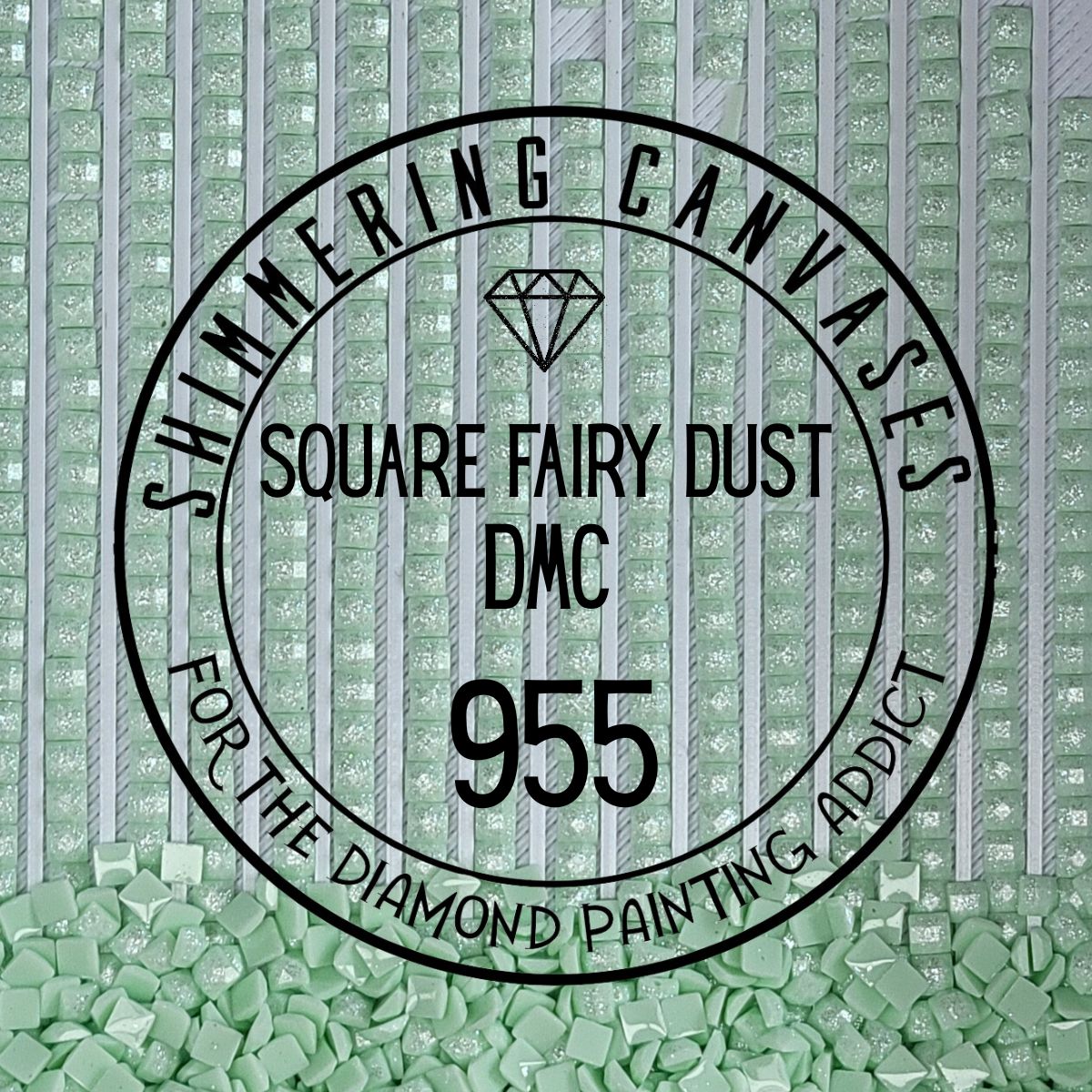Square Fairy Dust Drill DMC #955 Nile Green, Light