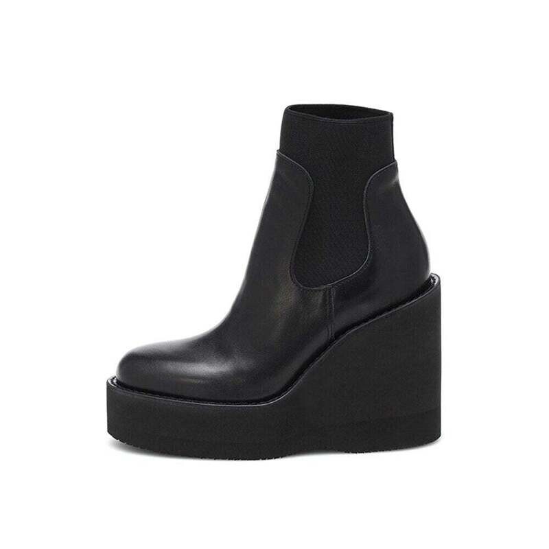 Woman‘s ANKLE Boots Chelsea Boots Genuine Leather Round Toe Wedges British Style Martin Boots