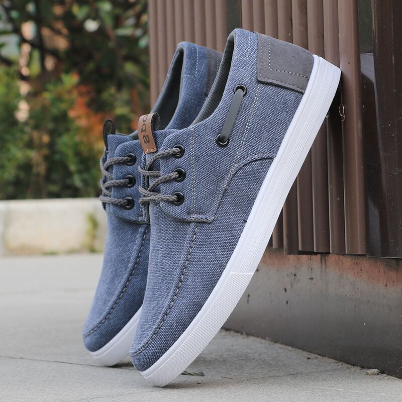 Summer Breathable Mens Shoes Casual Lace-up Canvas Shoes Men Sneakers High Quality Comfortable Non-slip Flats Shoes Man