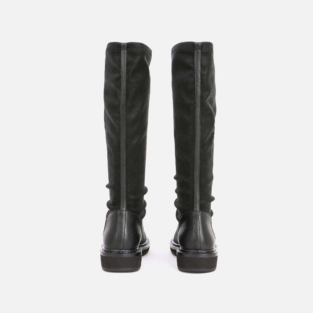 Woman‘s Knee High Boots Modern Boots Concise Slip On Square heel Round Toe Stretch Boots