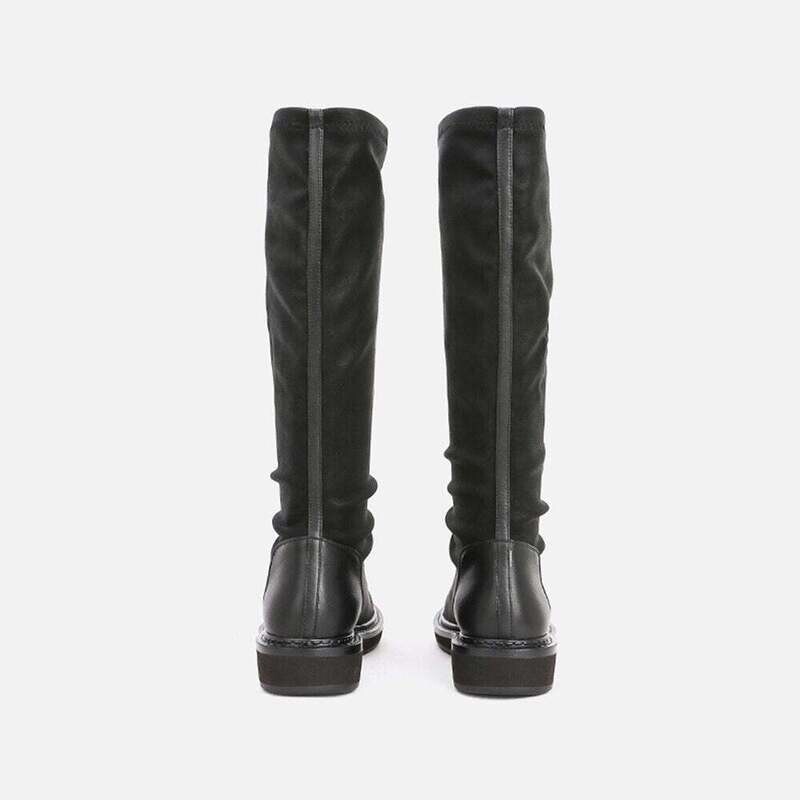 Woman‘s Knee High Boots Modern Boots Concise Slip On Square heel Round Toe Stretch Boots