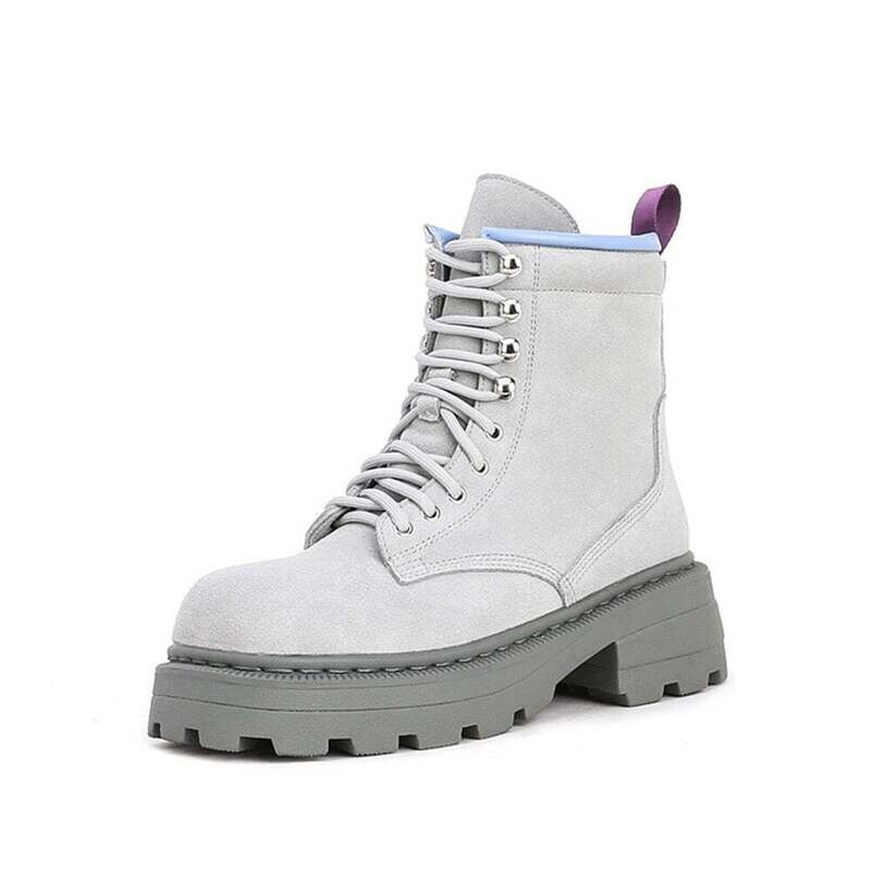 Woman‘s Ankle Boots Motorcycle Boots Wool Snow Boots ANKLE Square heel Square Toe British Style Martin Boots