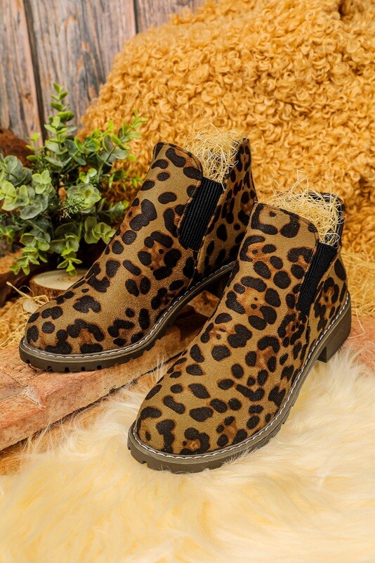 Leopard Flock Short Boots