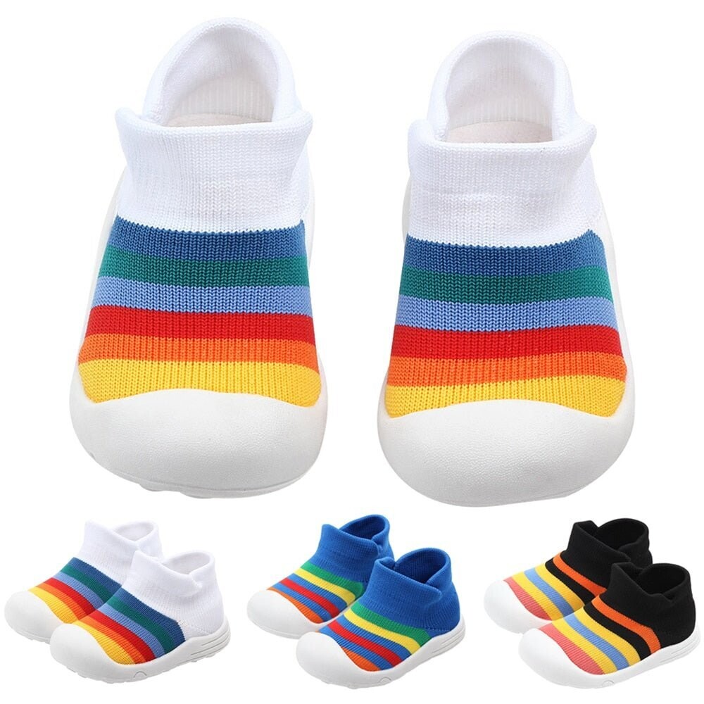 Colorful Baby Shoes First Shoes Baby Toddler First Walker Baby Girl Boy Kids Soft Rubber Sole Anti-Slip Baby Knitted Shoes D30