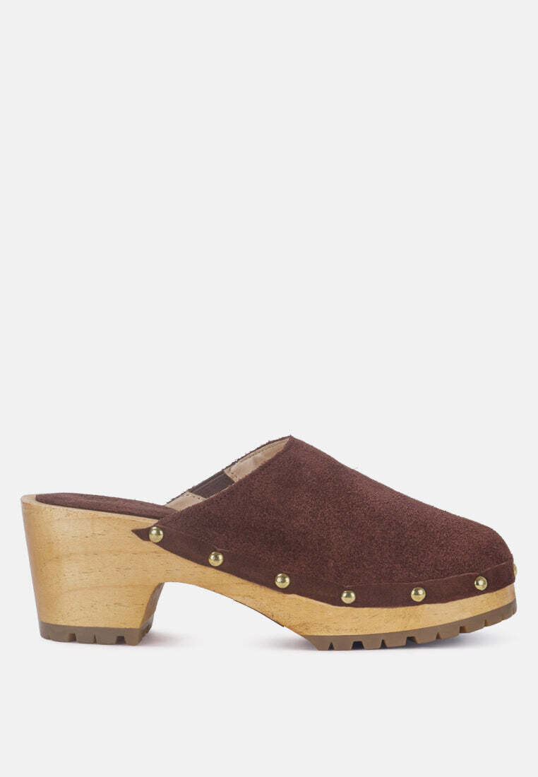cedrus fine suede studded clogs mules