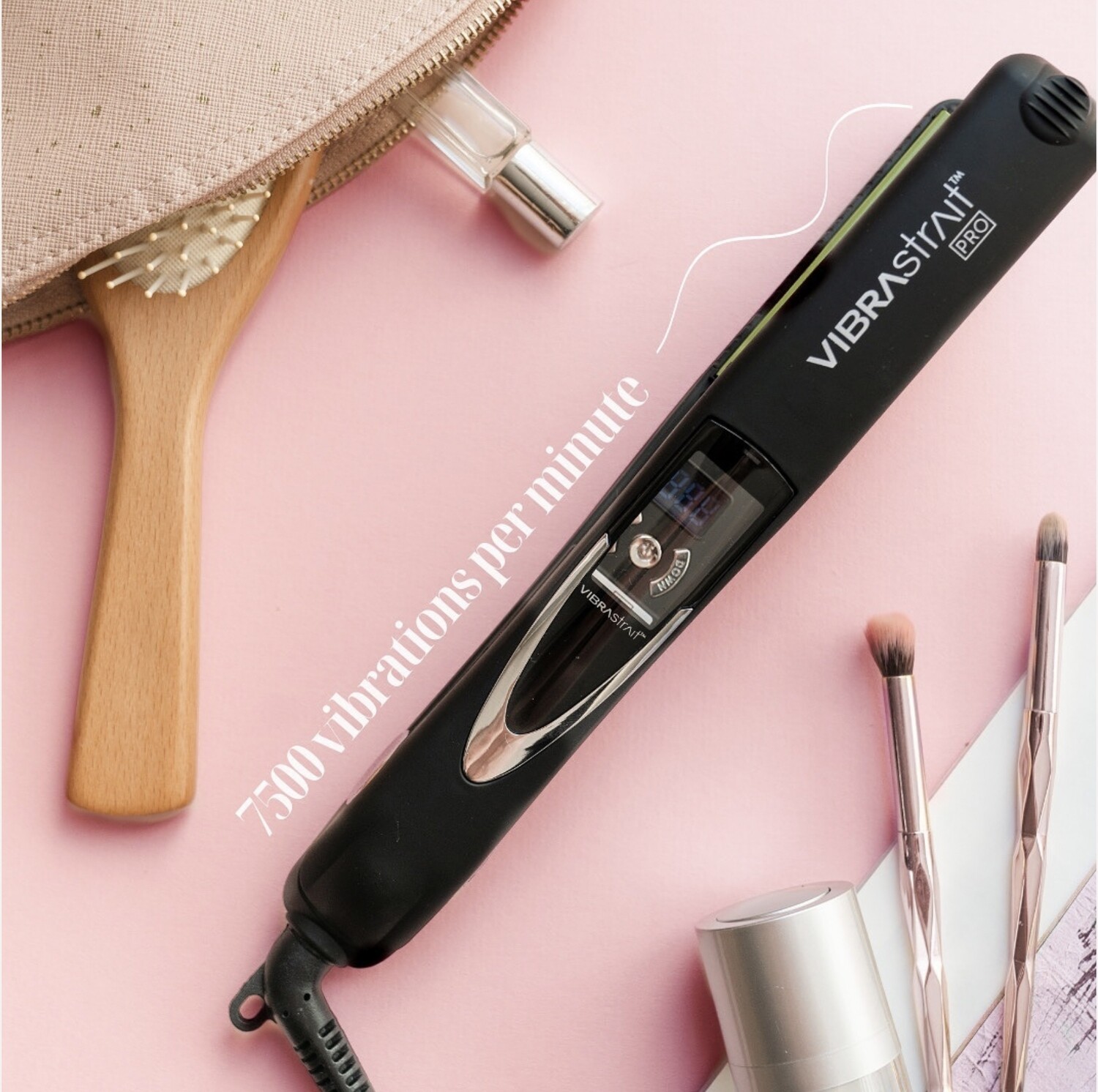 pink vibrating hair straighteners VIBRASTRAIT PRO 1