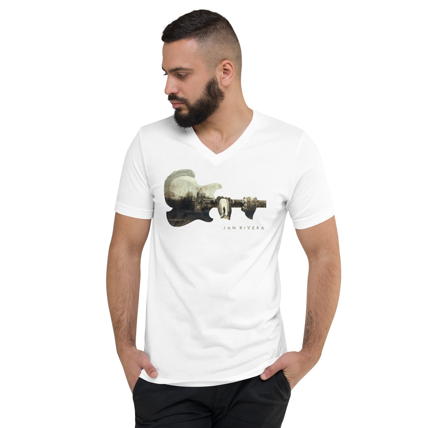 City Profile - White - V-Neck - Unisex T-Shirt