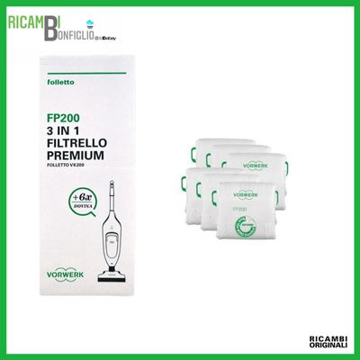 SACCHETTI 6PZ SUPER FILTRELLO FOLLETTO VK200 VK220S RB7 ORIGINALI