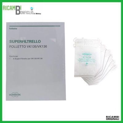 SACCHETTI 6PZ SUPER FILTRELLO FOLLETTO VK135 - VK136 ORIGINALI