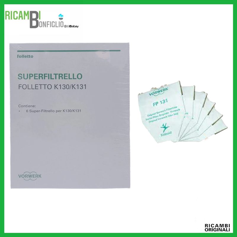 SACCHETTI 6PZ SUPER FILTRELLO FOLLETTO VK130 - VK131 ORIGINALI