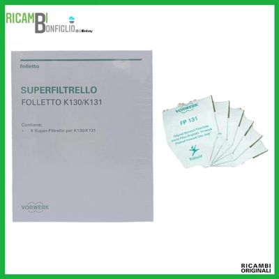 SACCHETTI 6PZ SUPER FILTRELLO FOLLETTO VK130 - VK131 ORIGINALI