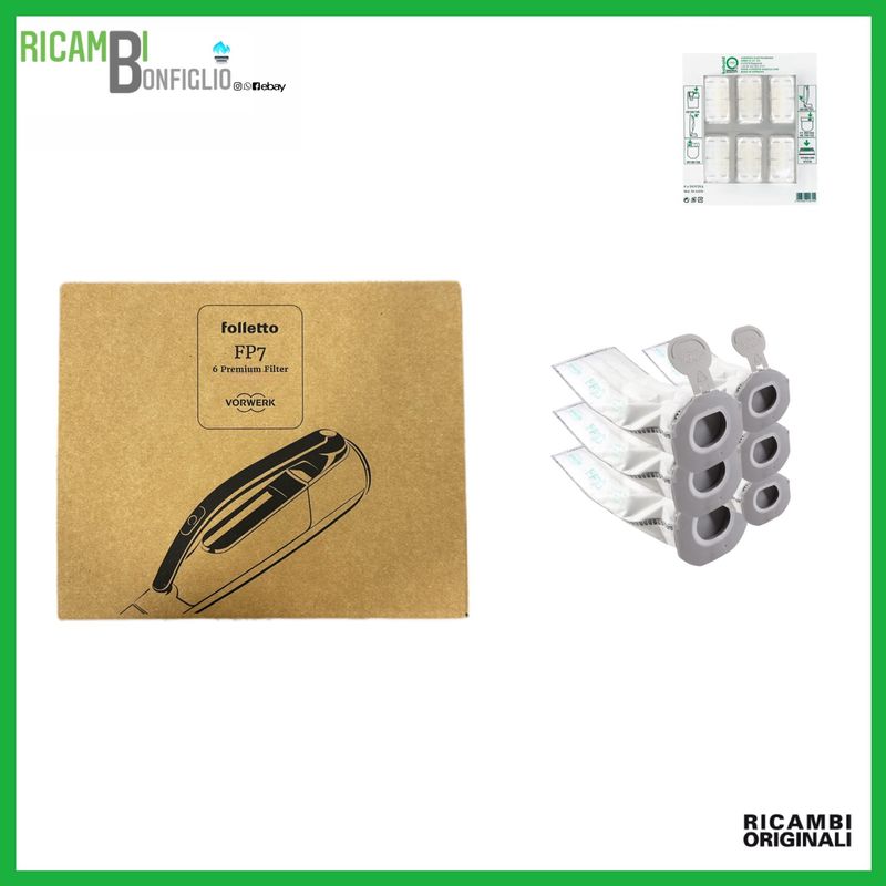 SACCHETTI + DOVINA 6PZ SUPER FILTRELLO FOLLETTO VK7S ORIGINALI