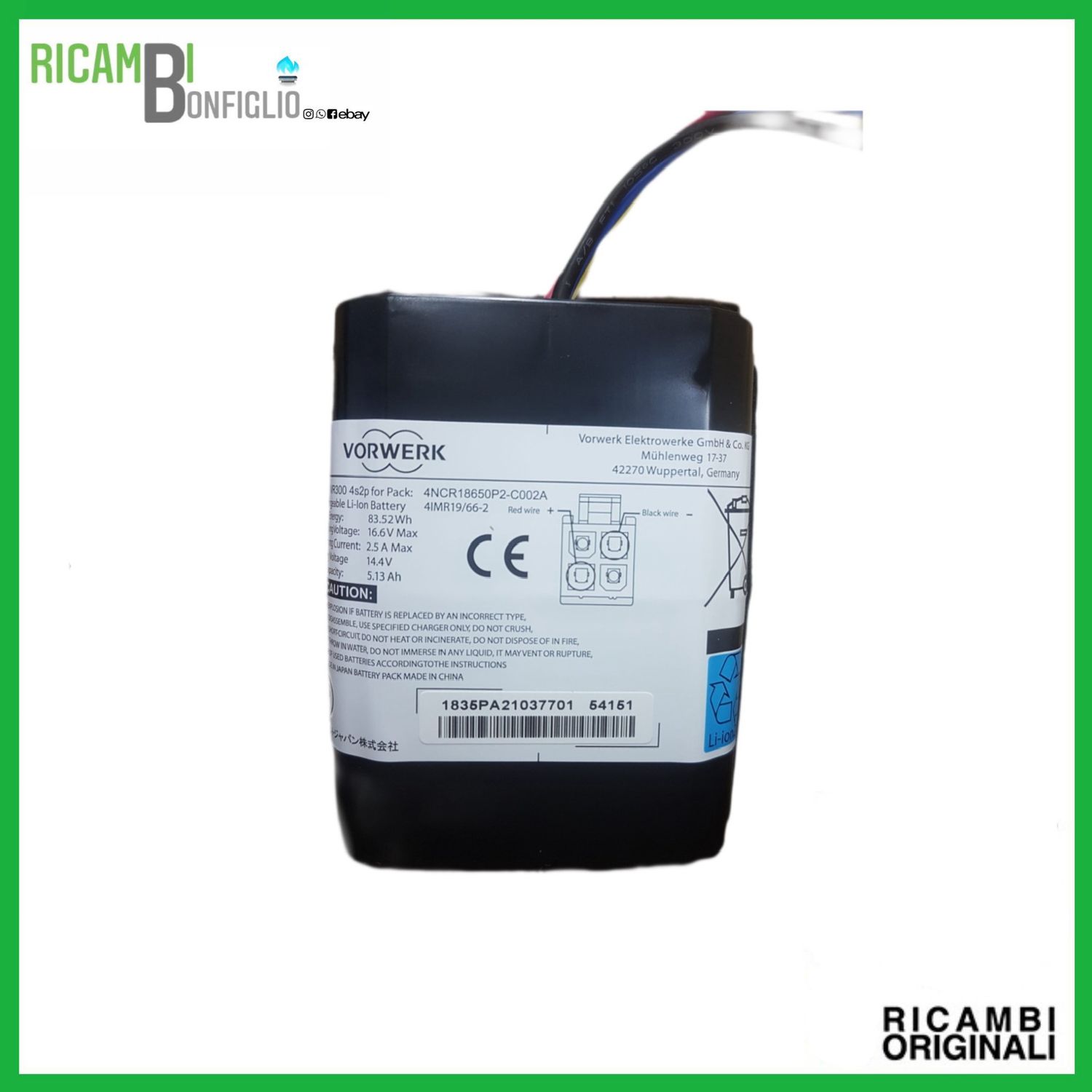 BATTERIA ROBOT FOLLETTO VR300 ORIGINALE