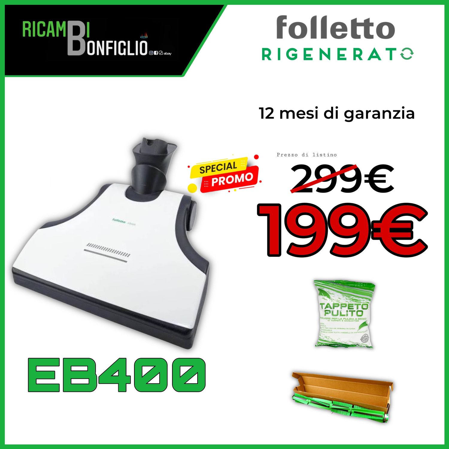 BATTITAPPETO INTELLIGENTE FOLLETTO EB420S RIGENERATO
