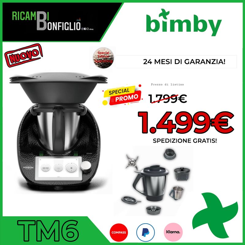 ROBOT DA CUCINA BIMBY TM6 NUOVO SPARKLING BLACK LIMITED EDITION CON DOPPIO BOCCALE