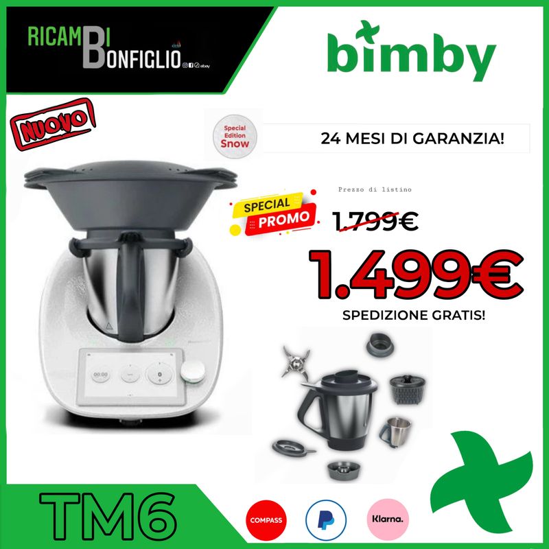 ROBOT DA CUCINA BIMBY TM6 NUOVO SHOW WHITE LIMITED EDITION CON DOPPIO BOCCALE