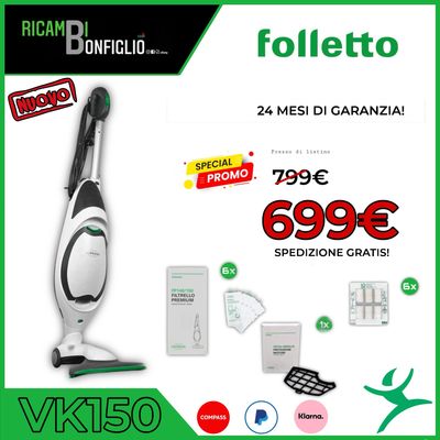 ASPIRAPOLVERE FOLLETTO VK150 NUOVO ORIGINALE ASPIRAPOLVERE FOLLETTO VK150 NUOVO ORIGINALE