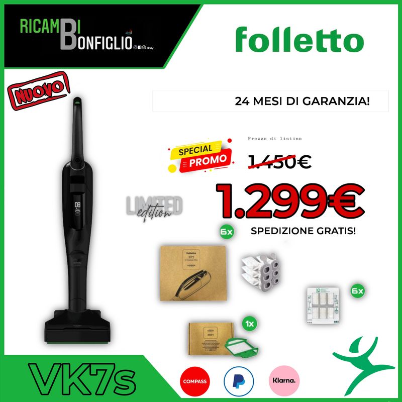 ASPIRAPOLVERE FOLLETTO VK7S BLACK LIMITED EDITION NUOVO ORIGINALE ASPIRAPOLVERE FOLLETTO VK7S BLACK LIMITED EDITION NUOVO ORIGINALE