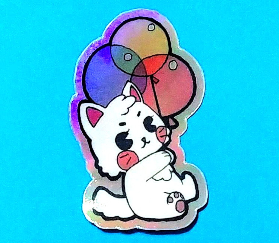 Sticker: Holographic Balloon Cat