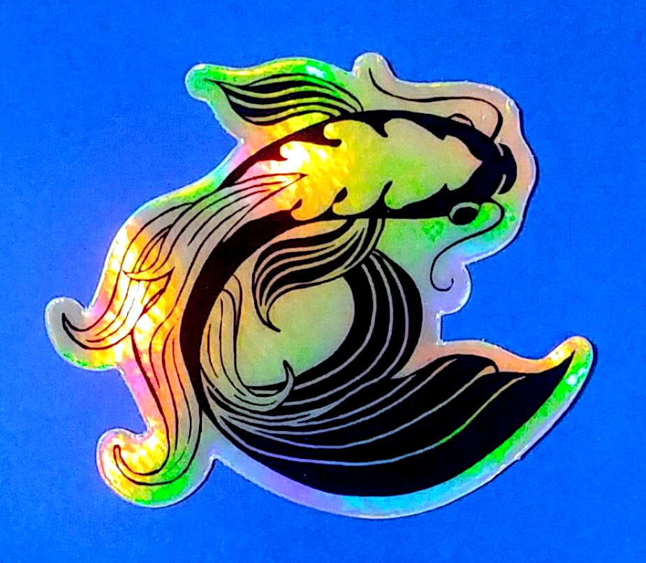 Sticker: Holographic Rainbow Koi