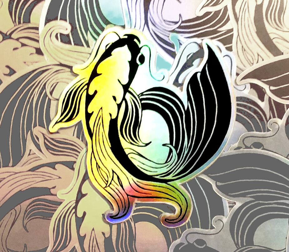 Sticker: Holographic Rainbow Koi
